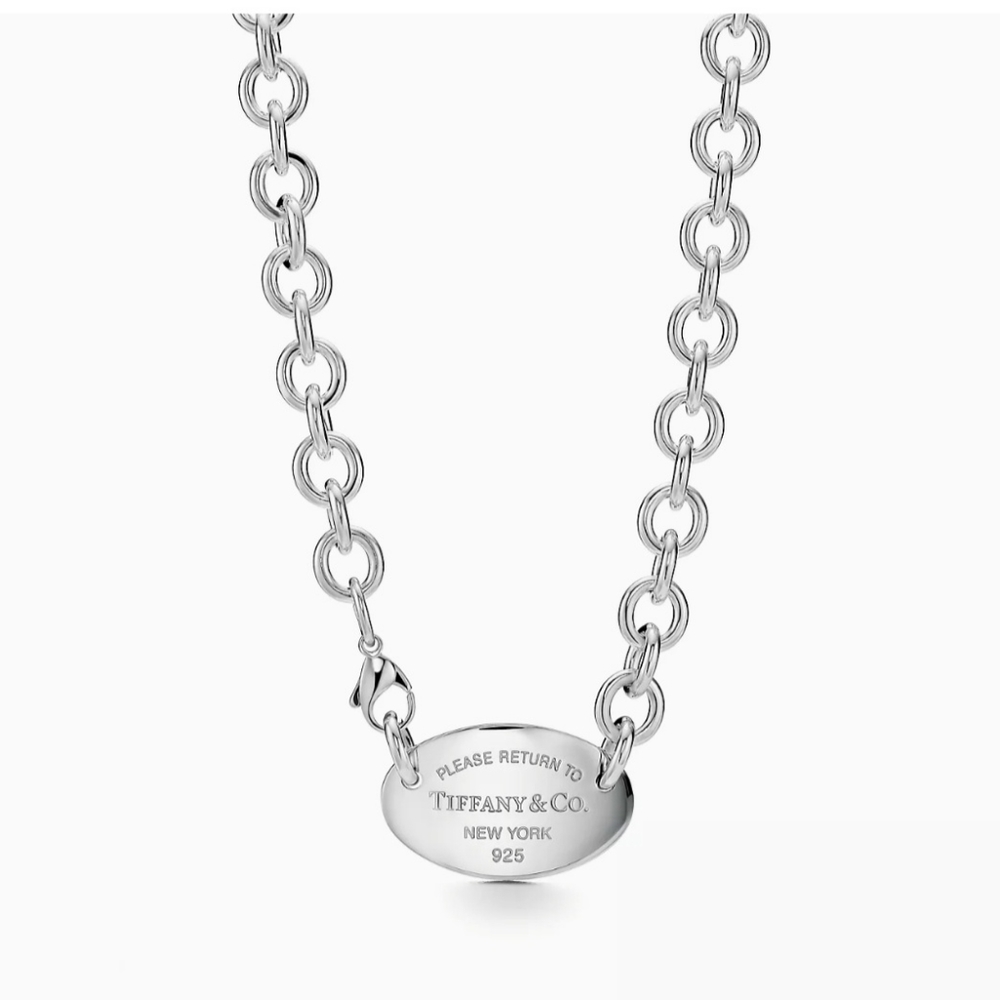 Tiffany Oval Tag 15.5" Sterling Silver Necklace